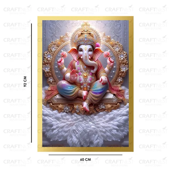 Craftnest_Reflections_Ganesha_Religious_91X60_Cm_Wall_Frame,_Canvas_Printed_Golden_Framed_For_Home_Decor_Spiritual_Lord_For_Office,_Studio,_Bedroom,_Living_Room,_Design_2