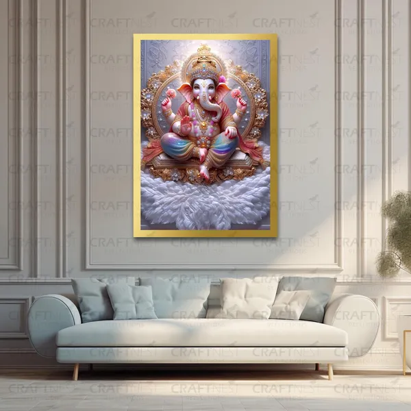 Craftnest_Reflections_Ganesha_Religious_91X60_Cm_Wall_Frame,_Canvas_Printed_Golden_Framed_For_Home_Decor_Spiritual_Lord_For_Office,_Studio,_Bedroom,_Living_Room,_Design_2
