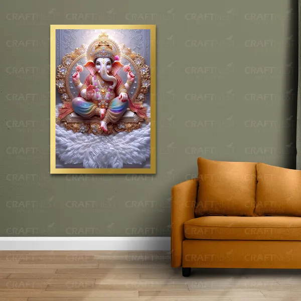 Craftnest_Reflections_Ganesha_Religious_91X60_Cm_Wall_Frame,_Canvas_Printed_Golden_Framed_For_Home_Decor_Spiritual_Lord_For_Office,_Studio,_Bedroom,_Living_Room,_Design_2