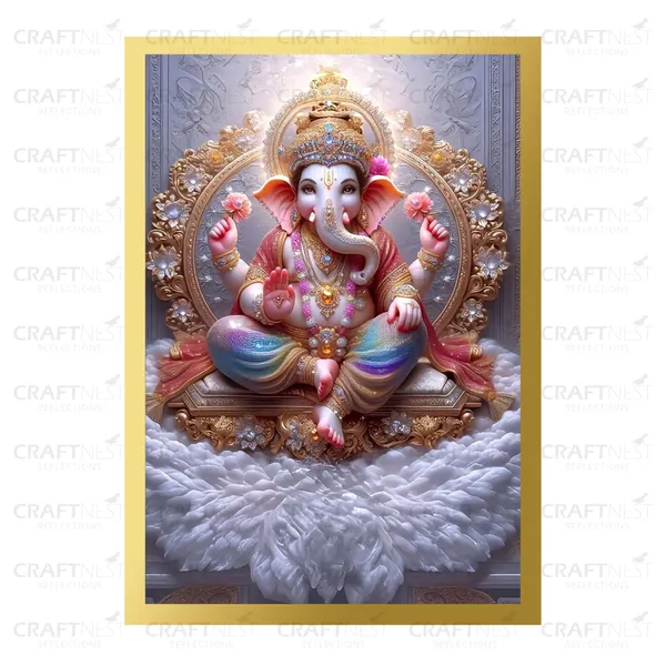 Craftnest_Reflections_Ganesha_Religious_91X60_Cm_Wall_Frame,_Canvas_Printed_Golden_Framed_For_Home_Decor_Spiritual_Lord_For_Office,_Studio,_Bedroom,_Living_Room,_Design_2