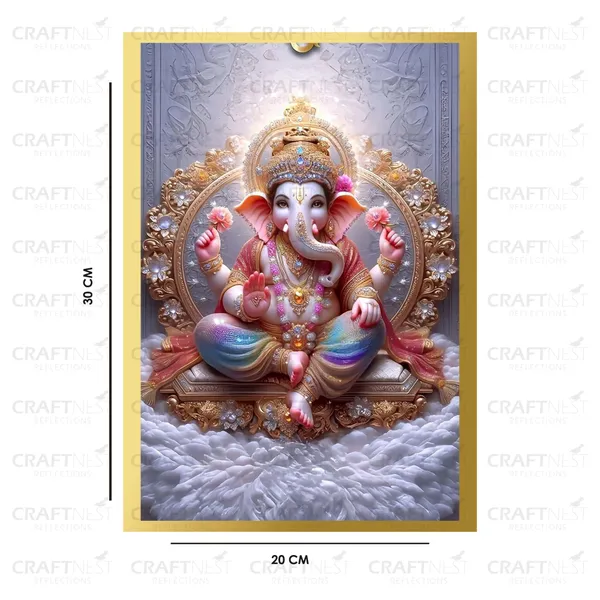Craftnest_Reflections_Ganesha_Religious_30X20_Cm_Wall_Frame,_Canvas_Printed_Golden_Framed_For_Home_Decor_Spiritual_Lord_For_Office,_Studio,_Bedroom,_Living_Room,_Design_2