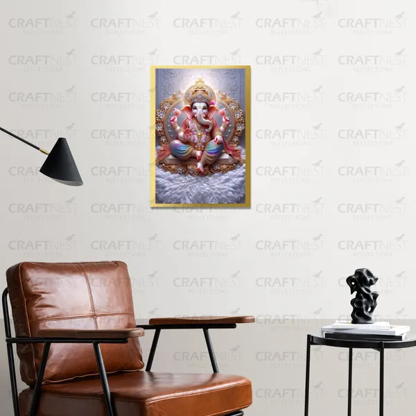 Craftnest_Reflections_Ganesha_Religious_30X20_Cm_Wall_Frame,_Canvas_Printed_Golden_Framed_For_Home_Decor_Spiritual_Lord_For_Office,_Studio,_Bedroom,_Living_Room,_Design_2