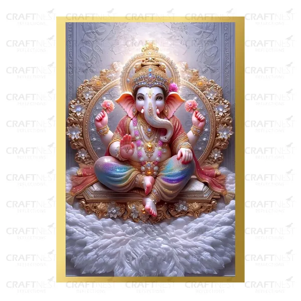 Craftnest_Reflections_Ganesha_Religious_30X20_Cm_Wall_Frame,_Canvas_Printed_Golden_Framed_For_Home_Decor_Spiritual_Lord_For_Office,_Studio,_Bedroom,_Living_Room,_Design_2