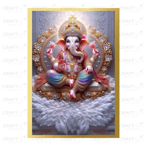 Craftnest_Reflections_Ganesha_Religious_42X30_Cm_Wall_Frame,_Canvas_Printed_Golden_Framed_For_Home_Decor_Spiritual_Lord_For_Office,_Studio,_Bedroom,_Living_Room,_Design_2