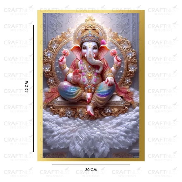 Craftnest_Reflections_Ganesha_Religious_42X30_Cm_Wall_Frame,_Canvas_Printed_Golden_Framed_For_Home_Decor_Spiritual_Lord_For_Office,_Studio,_Bedroom,_Living_Room,_Design_2