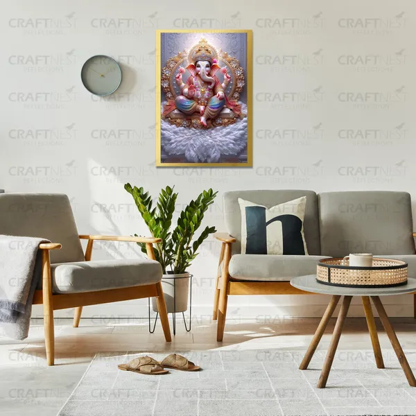 Craftnest_Reflections_Ganesha_Religious_42X30_Cm_Wall_Frame,_Canvas_Printed_Golden_Framed_For_Home_Decor_Spiritual_Lord_For_Office,_Studio,_Bedroom,_Living_Room,_Design_2