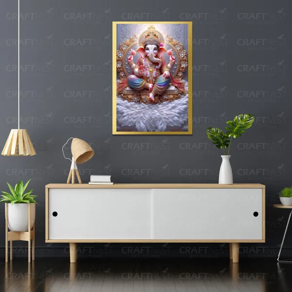 Craftnest_Reflections_Ganesha_Religious_42X30_Cm_Wall_Frame,_Canvas_Printed_Golden_Framed_For_Home_Decor_Spiritual_Lord_For_Office,_Studio,_Bedroom,_Living_Room,_Design_2
