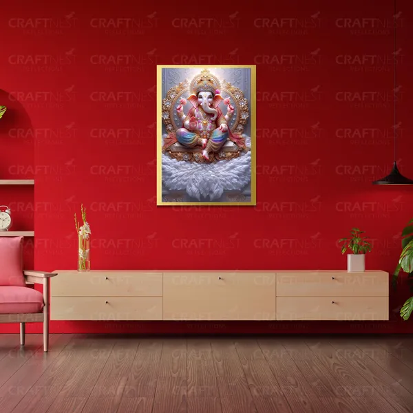 Craftnest_Reflections_Ganesha_Religious_42X30_Cm_Wall_Frame,_Canvas_Printed_Golden_Framed_For_Home_Decor_Spiritual_Lord_For_Office,_Studio,_Bedroom,_Living_Room,_Design_2
