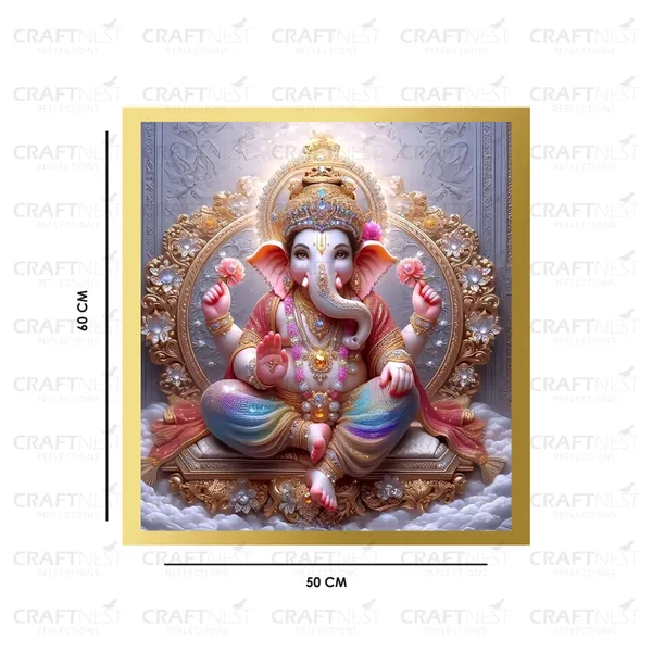 Craftnest_Reflections_Ganesha_Religious_60X50_Cm_Wall_Frame,_Canvas_Printed_Golden_Framed_For_Home_Decor_Spiritual_Lord_For_Office,_Studio,_Bedroom,_Living_Room,_Design_2