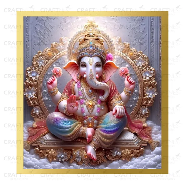 Craftnest_Reflections_Ganesha_Religious_60X50_Cm_Wall_Frame,_Canvas_Printed_Golden_Framed_For_Home_Decor_Spiritual_Lord_For_Office,_Studio,_Bedroom,_Living_Room,_Design_2
