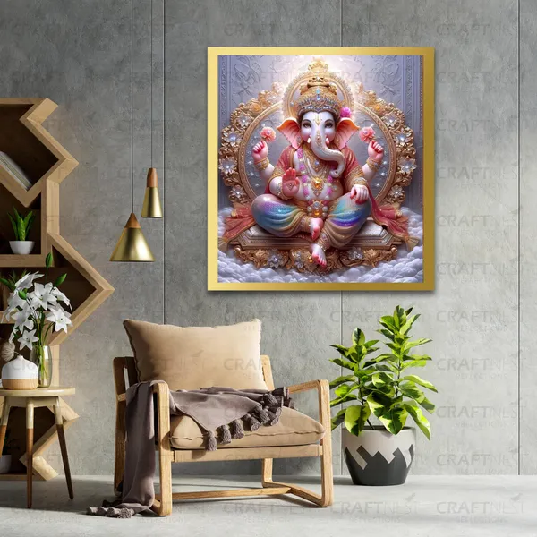 Craftnest_Reflections_Ganesha_Religious_60X50_Cm_Wall_Frame,_Canvas_Printed_Golden_Framed_For_Home_Decor_Spiritual_Lord_For_Office,_Studio,_Bedroom,_Living_Room,_Design_2