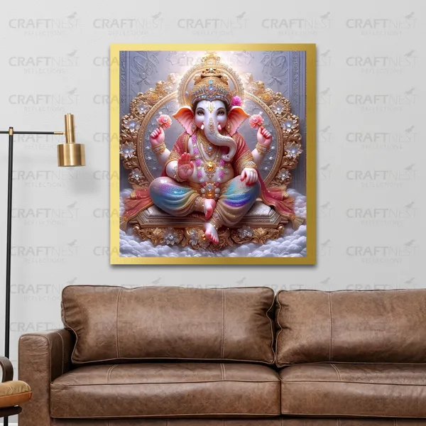 Craftnest_Reflections_Ganesha_Religious_60X50_Cm_Wall_Frame,_Canvas_Printed_Golden_Framed_For_Home_Decor_Spiritual_Lord_For_Office,_Studio,_Bedroom,_Living_Room,_Design_2