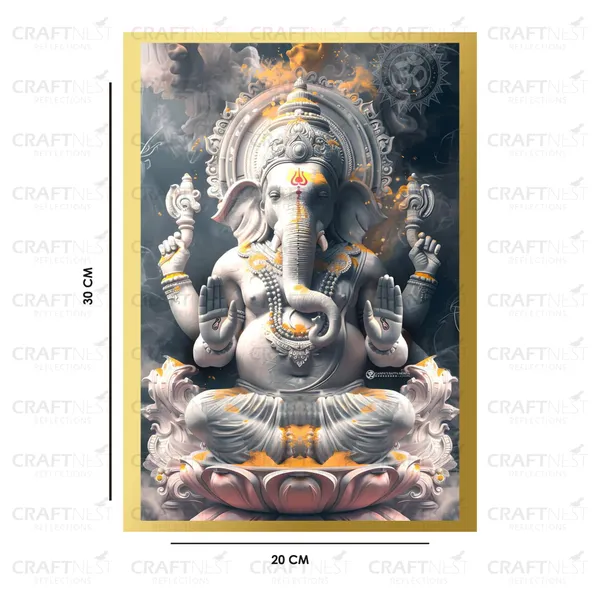 Craftnest_Reflections_Ganesha_Religious_30X20_Cm_Wall_Frame,_Canvas_Printed_Golden_Framed_For_Home_Decor_Spiritual_Lord_For_Office,_Studio,_Bedroom,_Living_Room,_Design_3
