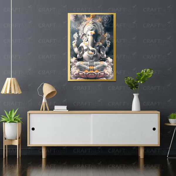 Craftnest_Reflections_Ganesha_Religious_42X30_Cm_Wall_Frame,_Canvas_Printed_Golden_Framed_For_Home_Decor_Spiritual_Lord_For_Office,_Studio,_Bedroom,_Living_Room,_Design_3