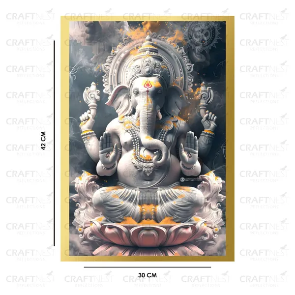 Craftnest_Reflections_Ganesha_Religious_42X30_Cm_Wall_Frame,_Canvas_Printed_Golden_Framed_For_Home_Decor_Spiritual_Lord_For_Office,_Studio,_Bedroom,_Living_Room,_Design_3