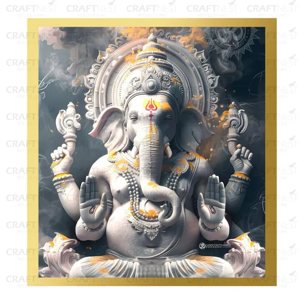 Craftnest_Reflections_Ganesha_Religious_60X50_Cm_Wall_Frame,_Canvas_Printed_Golden_Framed_For_Home_Decor_Spiritual_Lord_For_Office,_Studio,_Bedroom,_Living_Room,_Design_3