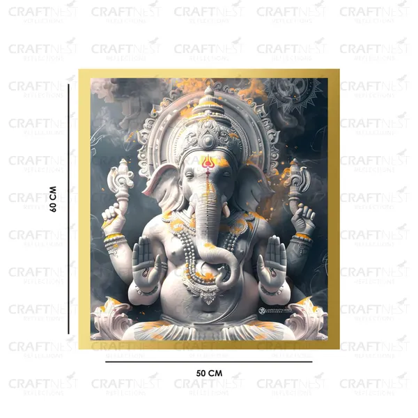 Craftnest_Reflections_Ganesha_Religious_60X50_Cm_Wall_Frame,_Canvas_Printed_Golden_Framed_For_Home_Decor_Spiritual_Lord_For_Office,_Studio,_Bedroom,_Living_Room,_Design_3
