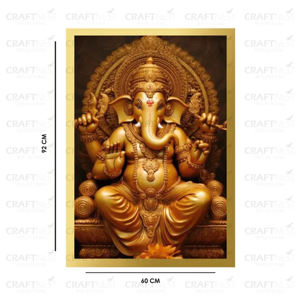 Craftnest_Reflections_Ganesha_Religious_91X60_Cm_Wall_Frame,_Canvas_Printed_Golden_Framed_For_Home_Decor_Spiritual_Lord_For_Office,_Studio,_Bedroom,_Living_Room,_Design_4