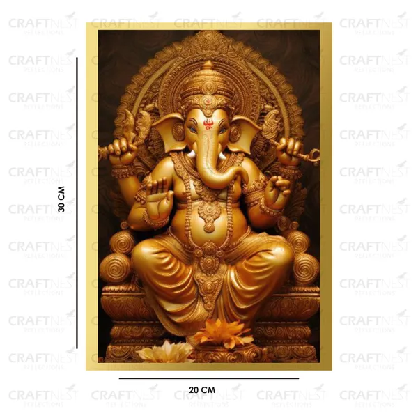 Craftnest_Reflections_Ganesha_Religious_30X20_Cm_Wall_Frame,_Canvas_Printed_Golden_Framed_For_Home_Decor_Spiritual_Lord_For_Office,_Studio,_Bedroom,_Living_Room,_Design_4