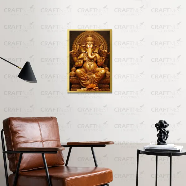 Craftnest_Reflections_Ganesha_Religious_30X20_Cm_Wall_Frame,_Canvas_Printed_Golden_Framed_For_Home_Decor_Spiritual_Lord_For_Office,_Studio,_Bedroom,_Living_Room,_Design_4