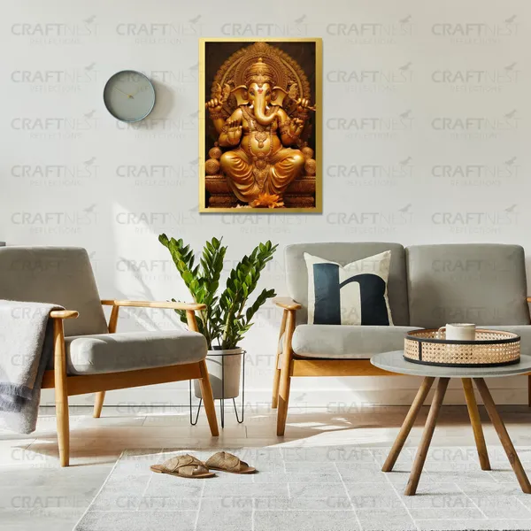 Craftnest_Reflections_Ganesha_Religious_42X30_Cm_Wall_Frame,_Canvas_Printed_Golden_Framed_For_Home_Decor_Spiritual_Lord_For_Office,_Studio,_Bedroom,_Living_Room,_Design_4