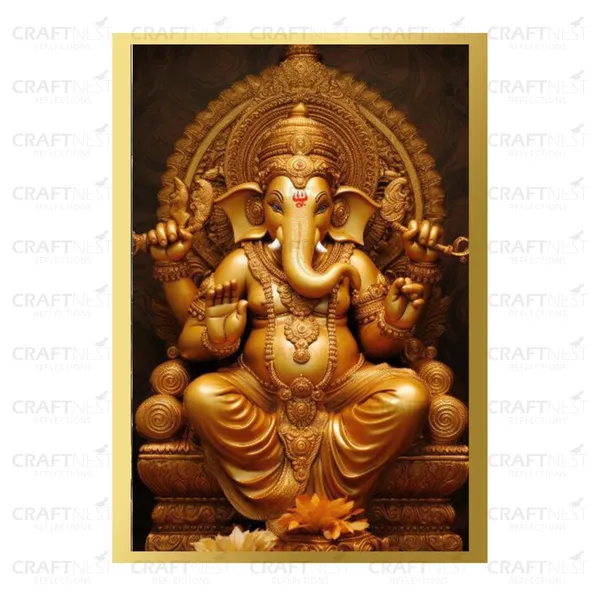 Craftnest_Reflections_Ganesha_Religious_42X30_Cm_Wall_Frame,_Canvas_Printed_Golden_Framed_For_Home_Decor_Spiritual_Lord_For_Office,_Studio,_Bedroom,_Living_Room,_Design_4