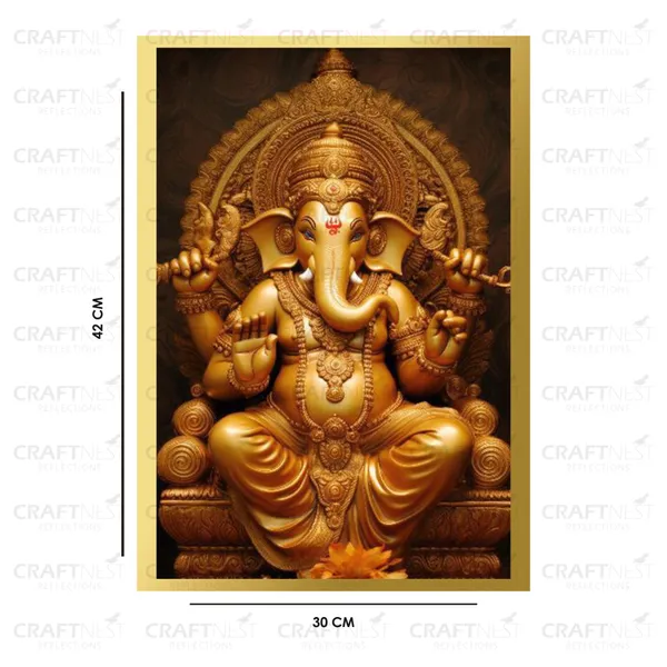 Craftnest_Reflections_Ganesha_Religious_42X30_Cm_Wall_Frame,_Canvas_Printed_Golden_Framed_For_Home_Decor_Spiritual_Lord_For_Office,_Studio,_Bedroom,_Living_Room,_Design_4