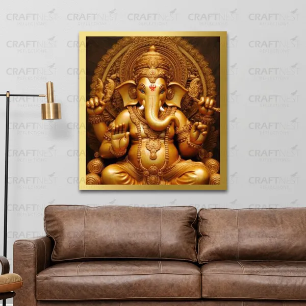 Craftnest_Reflections_Ganesha_Religious_60X50_Cm_Wall_Frame,_Canvas_Printed_Golden_Framed_For_Home_Decor_Spiritual_Lord_For_Office,_Studio,_Bedroom,_Living_Room,_Design_4