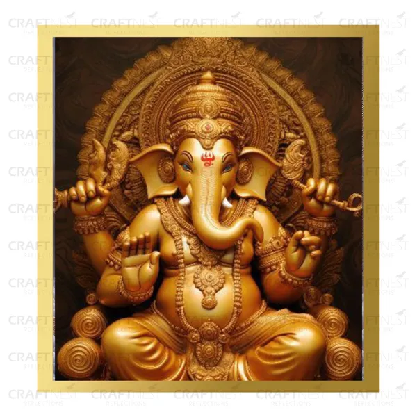 Craftnest_Reflections_Ganesha_Religious_60X50_Cm_Wall_Frame,_Canvas_Printed_Golden_Framed_For_Home_Decor_Spiritual_Lord_For_Office,_Studio,_Bedroom,_Living_Room,_Design_4