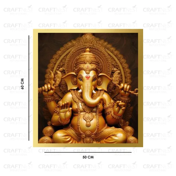 Craftnest_Reflections_Ganesha_Religious_60X50_Cm_Wall_Frame,_Canvas_Printed_Golden_Framed_For_Home_Decor_Spiritual_Lord_For_Office,_Studio,_Bedroom,_Living_Room,_Design_4