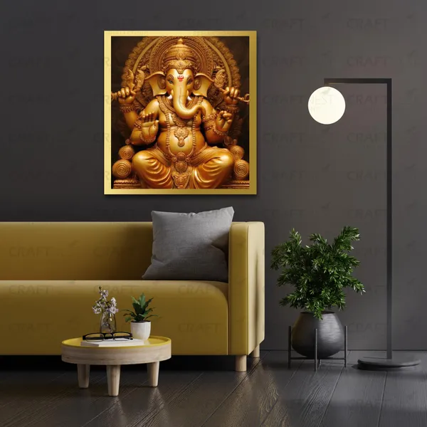 Craftnest_Reflections_Ganesha_Religious_60X50_Cm_Wall_Frame,_Canvas_Printed_Golden_Framed_For_Home_Decor_Spiritual_Lord_For_Office,_Studio,_Bedroom,_Living_Room,_Design_4