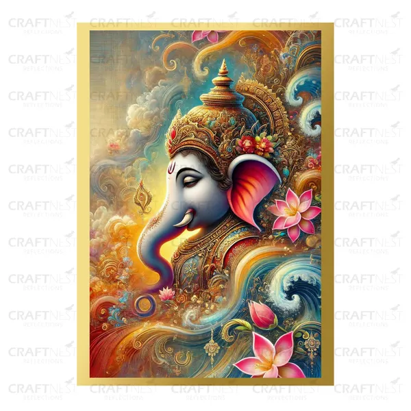 Craftnest_Reflections_Ganesha_Religious_42X30_Cm_Wall_Frame,_Canvas_Printed_Golden_Framed_For_Home_Decor_Spiritual_Lord_For_Office,_Studio,_Bedroom,_Living_Room,_Design_5