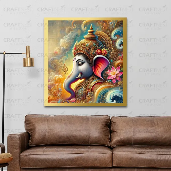 Craftnest_Reflections_Ganesha_Religious_60X50_Cm_Wall_Frame,_Canvas_Printed_Golden_Framed_For_Home_Decor_Spiritual_Lord_For_Office,_Studio,_Bedroom,_Living_Room,_Design_5