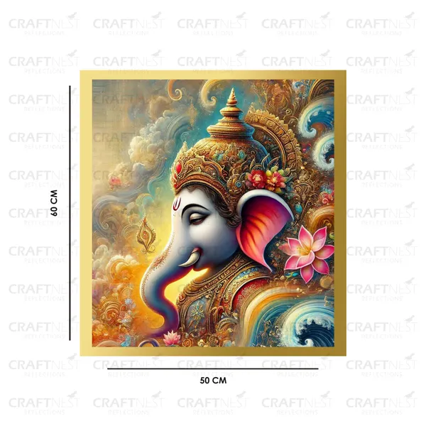 Craftnest_Reflections_Ganesha_Religious_60X50_Cm_Wall_Frame,_Canvas_Printed_Golden_Framed_For_Home_Decor_Spiritual_Lord_For_Office,_Studio,_Bedroom,_Living_Room,_Design_5