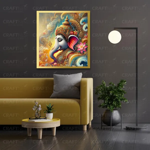 Craftnest_Reflections_Ganesha_Religious_60X50_Cm_Wall_Frame,_Canvas_Printed_Golden_Framed_For_Home_Decor_Spiritual_Lord_For_Office,_Studio,_Bedroom,_Living_Room,_Design_5
