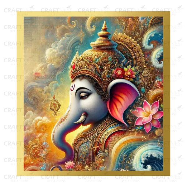 Craftnest_Reflections_Ganesha_Religious_60X50_Cm_Wall_Frame,_Canvas_Printed_Golden_Framed_For_Home_Decor_Spiritual_Lord_For_Office,_Studio,_Bedroom,_Living_Room,_Design_5