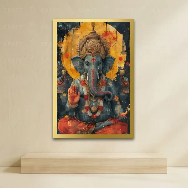 Craftnest_Reflections_Ganesha_Religious_Wall_Frame,_Canvas_Printed_Golden_Framed_For_Home_Daccor_Spiritual_Lord_For_Office,_Studio,_Bedroom,_Living_Room,_Design_7