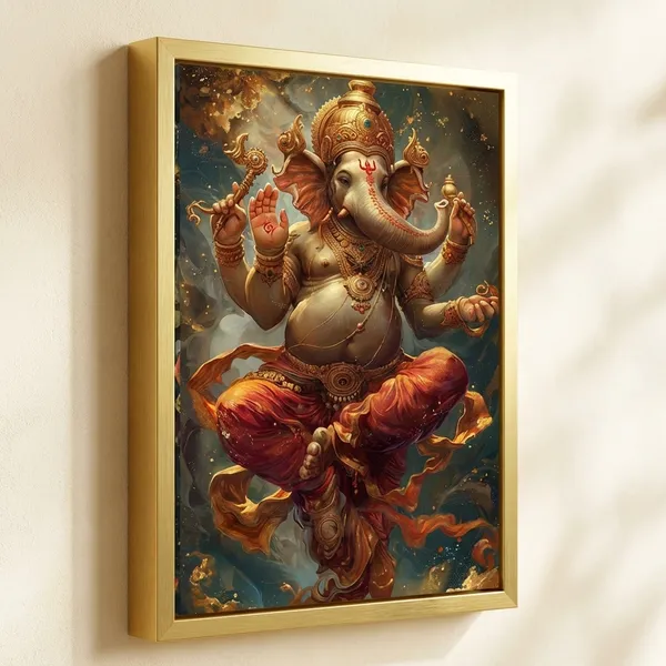 Craftnest_Reflections_Ganesha_Religious_Wall_Frame,_Canvas_Printed_Golden_Framed_For_Home_Daccor_Spiritual_Lord_For_Office,_Studio,_Bedroom,_Living_Room,_Design_8