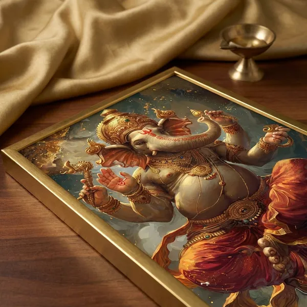 Craftnest_Reflections_Ganesha_Religious_Wall_Frame,_Canvas_Printed_Golden_Framed_For_Home_Daccor_Spiritual_Lord_For_Office,_Studio,_Bedroom,_Living_Room,_Design_9