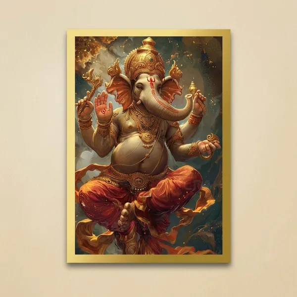 Craftnest_Reflections_Ganesha_Religious_Wall_Frame,_Canvas_Printed_Golden_Framed_For_Home_Daccor_Spiritual_Lord_For_Office,_Studio,_Bedroom,_Living_Room,_Design_9
