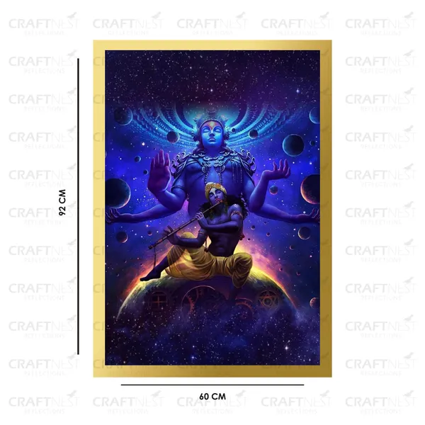 Craftnest_Reflections_Lord_Krishna_Religious_91X60_Cm_Wall_Frame,_Canvas_Printed_Golden_Framed_For_Home_Decor_Spiritual_Lord_For_Office,_Studio,_Bedroom,_Living_Room,_Design_1