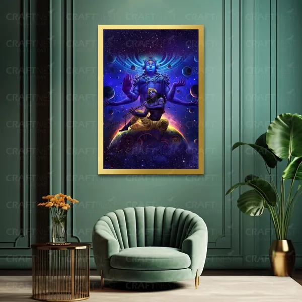 Craftnest_Reflections_Lord_Krishna_Religious_91X60_Cm_Wall_Frame,_Canvas_Printed_Golden_Framed_For_Home_Decor_Spiritual_Lord_For_Office,_Studio,_Bedroom,_Living_Room,_Design_1