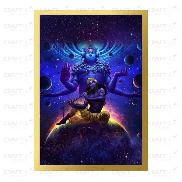 Craftnest_Reflections_Lord_Krishna_Religious_91X60_Cm_Wall_Frame,_Canvas_Printed_Golden_Framed_For_Home_Decor_Spiritual_Lord_For_Office,_Studio,_Bedroom,_Living_Room,_Design_1
