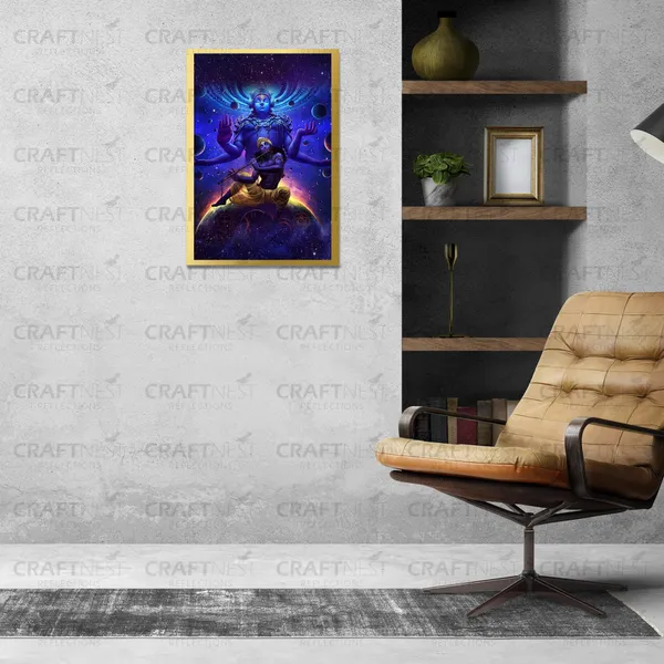 Craftnest_Reflections_Lord_Krishna_Religious_30X20_Cm_Wall_Frame,_Canvas_Printed_Golden_Framed_For_Home_Decor_Spiritual_Lord_For_Office,_Studio,_Bedroom,_Living_Room,_Design_1