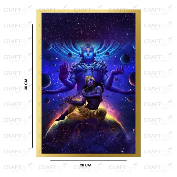 Craftnest_Reflections_Lord_Krishna_Religious_30X20_Cm_Wall_Frame,_Canvas_Printed_Golden_Framed_For_Home_Decor_Spiritual_Lord_For_Office,_Studio,_Bedroom,_Living_Room,_Design_1
