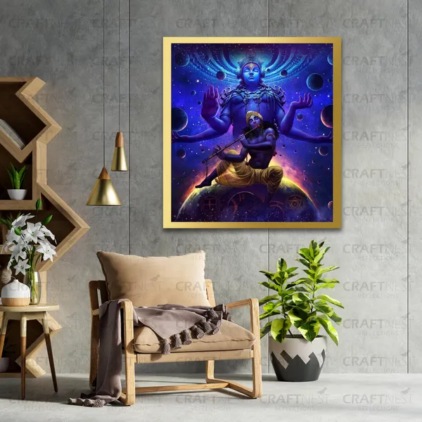 Craftnest_Reflections_Lord_Krishna_Religious_60X50_Cm_Wall_Frame,_Canvas_Printed_Golden_Framed_For_Home_Decor_Spiritual_Lord_For_Office,_Studio,_Bedroom,_Living_Room,_Design_1
