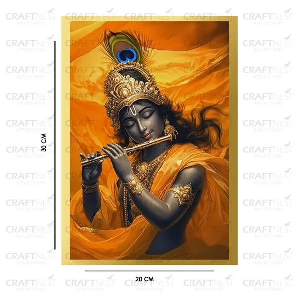 Craftnest_Reflections_Lord_Krishna_Religious_30X20_Cm_Wall_Frame,_Canvas_Printed_Golden_Framed_For_Home_Decor_Spiritual_Lord_For_Office,_Studio,_Bedroom,_Living_Room,_Design_6