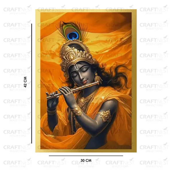 Craftnest_Reflections_Lord_Krishna_Religious_42X30_Cm_Wall_Frame,_Canvas_Printed_Golden_Framed_For_Home_Decor_Spiritual_Lord_For_Office,_Studio,_Bedroom,_Living_Room,_Design_6