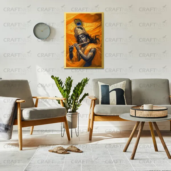 Craftnest_Reflections_Lord_Krishna_Religious_42X30_Cm_Wall_Frame,_Canvas_Printed_Golden_Framed_For_Home_Decor_Spiritual_Lord_For_Office,_Studio,_Bedroom,_Living_Room,_Design_6