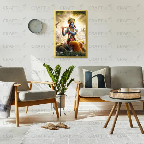 Craftnest_Reflections_Lord_Krishna_Religious_42X30_Cm_Wall_Frame,_Canvas_Printed_Golden_Framed_For_Home_Decor_Spiritual_Lord_For_Office,_Studio,_Bedroom,_Living_Room,_Design_7